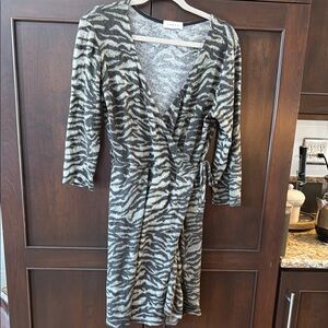Gilli Zebra Print Wrap Dress - Black and Gray